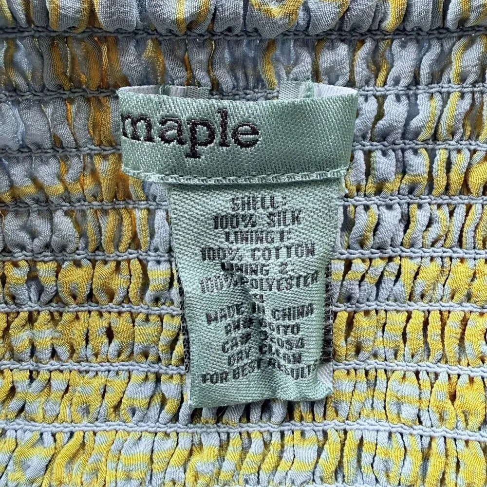 Anthropologie Maple Quilted Pastiche Strapless Bustier 100% Silk Dress Size 4-6 - Picture 6 of 11